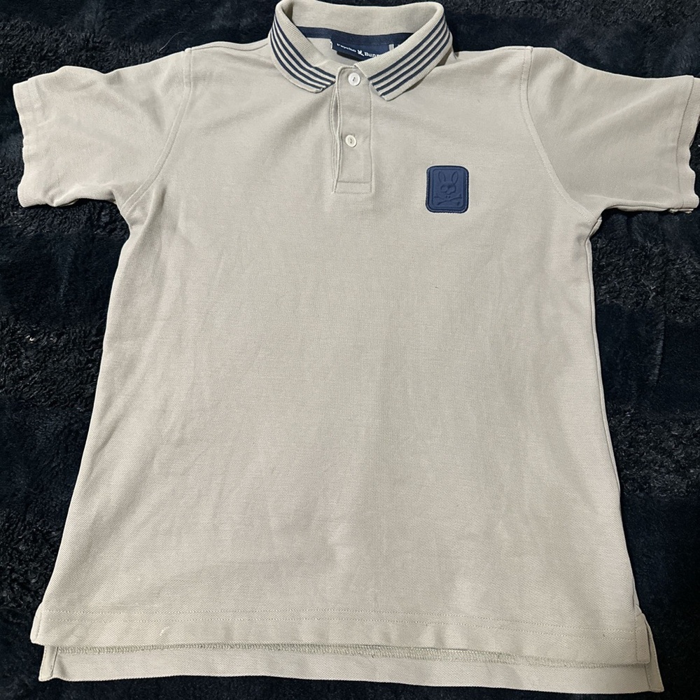 Psycho Bunny Kids Polo in Beige with Dark Blue Details